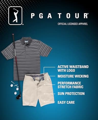 PGA TOUR Men's 9" Flat Front Golf Shorts with Active Waistband (Size 30-44, Chinchilla 2.0, 46 Big Tall - Image 3