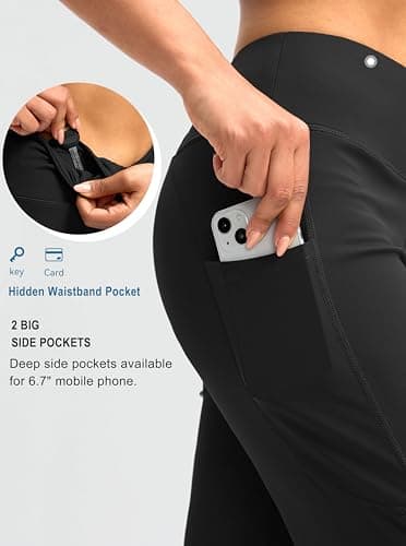 G Gradual Capri Pants for Women High Waist Workout Yoga Pants with Pockets Tummy Control Leggings Crop Straight Pants(Black,M) - Image 4