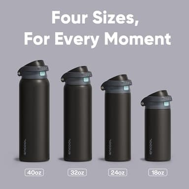 Encool Insulated Stainless Steel Water Bottle with Straw - Leak Proof Sports Water Bottle for School, Travel, Keeps Cold All Day, One-Touch Flip Lid, BPA-Free, 24 oz, Charcoal Gray - Image 6