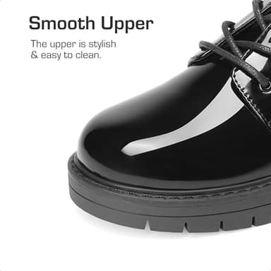 DREAM PAIRS Boys Girls Dress Shoes Kids Uniform Formal Classic Oxfords Lace-up for Toddler Little Big Kid,Size 12 Little Kid,Black-Pat,KUUMOX2501 - Image 2