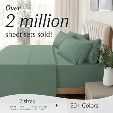 LuxClub 4 PC Full Sheet Set, Breathable Luxury Bed Sheets, Deep Pockets Wrinkle Free Cooling Bed Sheets Machine Washable Hotel Bedding Silky Soft - Tree Moss Green Full - Image 7