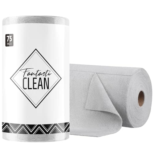 Fantasticlean Microfiber Cleaning Cloth Roll -75 Pack, Tear Away Microfiber Towels, 12" x 12", Reusable, Washable, Scratch Free, Ultra Absorbent Dish Rags for Car, Home, Garage or Shop (Grey) - Image 1