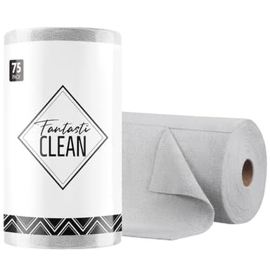 Fantasticlean Microfiber Cleaning Cloth Roll -75 Pack, Tear Away Microfiber Towels, 12" x 12", Reusable, Washable, Scratch Free, Ultra Absorbent Dish Rags for Car, Home, Garage or Shop (Grey) - Image 1