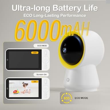 Ellie Baby Monitor No WiFi, Baby Monitor with Camera and Audio, 5" IPS 1080P with Wall Mount, 6000mAh Battery, 1000ft Range, Smart Monitoring 24hrs Playback, AI Cry Detection & Sleep Tracking - Image 6