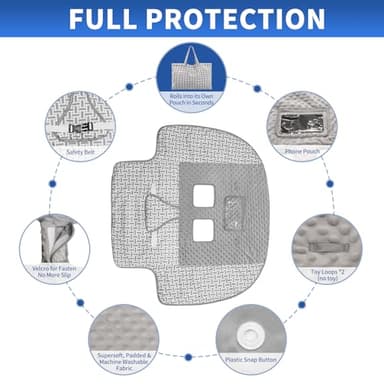 Pozico Minky Dot Shopping Cart Cover for Baby - Soft and Cozy High Chair Cover, Portable and Machine Washable-Gray Rectangle Print - Image 4