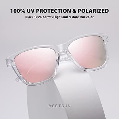 MEETSUN Polarized Sunglasses for Women Men Trendy Classic Retro Designer Style Fashion UV400 Protection 3 PACK Black Brown Gradient Pink Mirrored - Image 5
