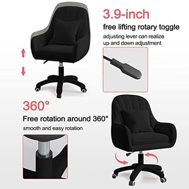 XUEGW Home Office Chair Computer Chair with Mid-Back Upholstered Modern Tufted Computer Task Chair Swivel Height Adjustable Velvet Accent Chair Suitable for Bedroom, Study - Image 3