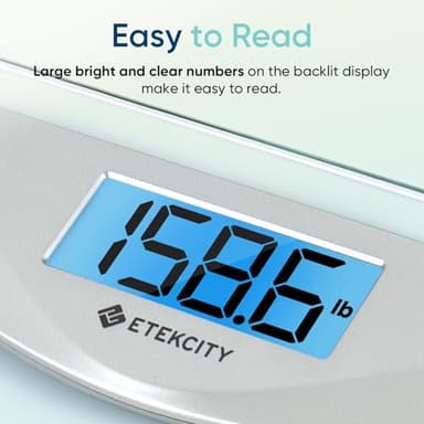 Etekcity Digital Body Weight Bathroom Scale, Large Blue LCD Backlight Display, High Precision Measurements,6mm Tempered Glass, 400 Pounds - Image 3