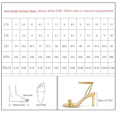 Modatope Gold Heels for Prom Womens Open Toe Strappy High Heels Ankle Strap Sandals for Party Size 10 - Image 7