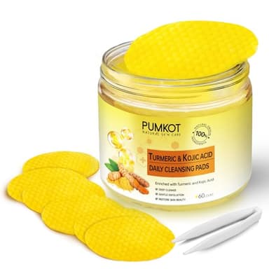 Pumkot Turmeric Kojic Acid Cleansing Pads, Turmeric Face Scrub Pads Enriched with Kojic Acid, 60PCS - Image 1