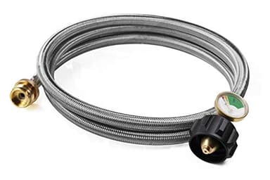 DOZYANT 6 Feet Stainless Braided Hose Adapter With Tank Gauge, 1 lb to 20 lb Propane Converter for Stove, Tabletop Grill and More 1lb Portable Appliance - Image 1