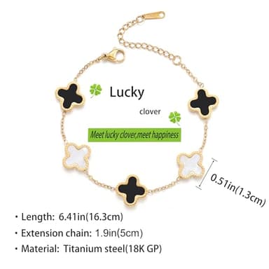 TICVRSS 18K Gold Plated Clover Lucky Bracelet for Women Four leaf Bracelets Cute Colorful Bracelets Trendy Jewelry Gifts for Women (Mixed) - Image 2