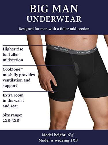 Fruit of the Loom Men's Coolzone Boxer Briefs, Moisture Wicking & Breathable, Assorted Color Multipacks, Big Man-7 Pack-Black, 3X-Large - Image 4