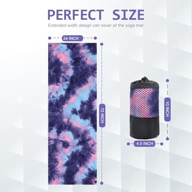 Eunzel Yoga Towel,Hot Yoga Mat Towel with Grip Dots Sweat Absorbent Non-Slip for Hot Yoga, Pilates and Workout 24" x72", Purple & Blue - Image 3