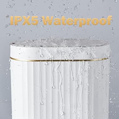 ELPHECO Automatic Motion Sensor Trash Can - 2 Gallon Slimline for Bathroom, Bedroom, Kitchen, Office - White with Gold Trim - Image 5