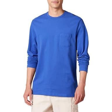 Amazon Essentials Men's Regular-Fit Crewneck T-Shirts, Long-Sleeve, Bright Blue, Size XX-Large, With Pocket - Image 1