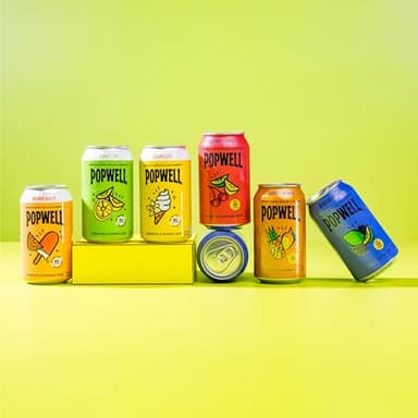 Popwell Tropical Mango Better-For-You Prebiotic Soda, with 6g Fiber, 1g Sugar, Vitamins and Immunity Support, 12 fl oz Cans (pack of 12) - Image 4