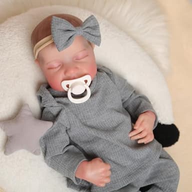 FOCKOF Realistic Reborn Baby Dolls-18 Inch Real Life Baby Dolls Girl Lifelike Baby Doll with Accessories for 3+ Years Old (Gray) - Image 2