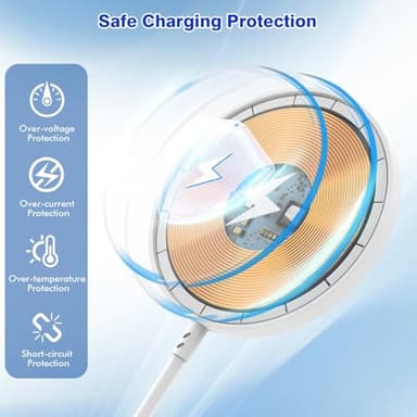 [Apple MFi Certified]Magnetic Wireless Charger Apple Mag Safe Charger,15W 6FT Fast Wireless Charging Pad for Apple iPhone 16 Pro Max/16 Pro/16 Plus/15 Pro Max/14/13/12/AirPods3/2/Pro/Pro2,Charging Pad - Image 5