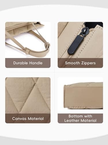 CLUCI Quilted Puffer Tote Bag for Women 15.6 inch Laptop Shoulder Women Briefcase Work Bag for Travel - Image 5
