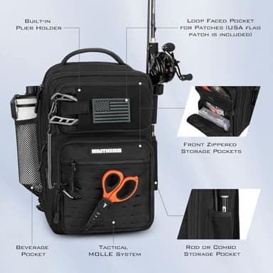 KastKing BlowBak Tactical Sling Tackle Bag-Lightweight Fishing Backpack Storge Fishing Gear and Equipment,Gift for Men - Image 3