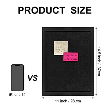 TORASO Cork Board Bulletin Board with Felt,Wood Framed Display Bulletin Board for Walls with Pins, Eye Bolts, gaskets, Screws, Pin Board for Office, School and Home(Black,1pc) - Image 7