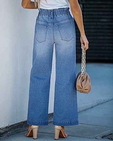 GRAPENT Women's Baggy High Waisted Women Baggy Jeans Wide Leg Jeans for Women High Waist Womens Drawstring Denim Jean Pants Color Classic Blue XX-Large Size 20 Size 22 - Image 2