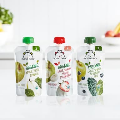 Amazon Brand - Mama Bear Organic Baby Food, Stage 2, Apple, Banana, Yogurt, Strawberry, 4 ounce (Pack of 12) - Image 7