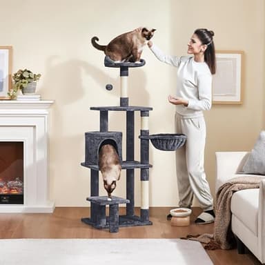 Yaheetech 57in Tall Cat Tree, Multi-Level Cat Tower W/Extended Platform, Padded Perch, Scratching Posts, Ball, for Indoor Large Cat Kitty as Pet Play House Activity Center - Image 2