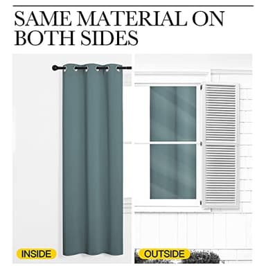 NICETOWN Modern Greyish Blue Blackout Curtains Noise Reducing, Thermal Insulated and Privacy Room Darkening Drape Panels for Boy's Guest Room Door Small Short Window (2 Panels, W42 x L63 -Inch) - Image 6