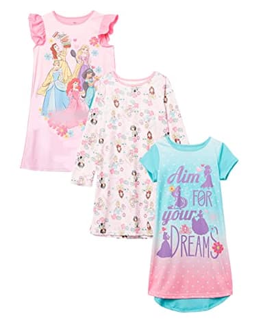 Disney Girls' Princess 3-Pack Nightgown, GIRLS RULE 3, 6 - Image 1