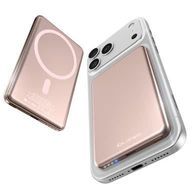 [0.3" Ultra Slim] [Alloy-Made] ULiXWH for Magsafe Portable Charger for iPhone, 2025 Upgrade 5000mAh Fast Charging Magnetic Power Bank, Wireless Battery Pack for iPhone 17 Air 16 15 Pro Max 14 13, Pink - Image 1