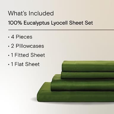 Sijo AiryWeight Tencel Sheet Set, 100% Lyocell Derived from Eucalyptus, Buttery Soft, Architectural Digest 2022 Best Cooling Sheets Winner - 4pc - 2 Pillowcases 1 Fitted 1 Top (Forest, Cal King) - Image 2