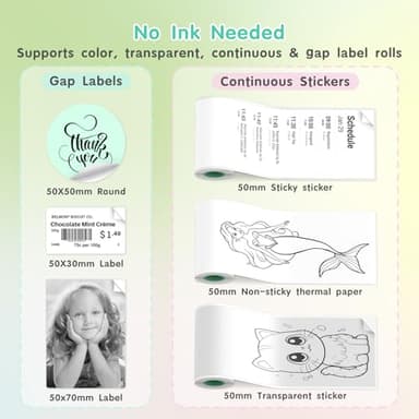 Gloryang JD-23 Sticker Printer, Mini Portable Thermal Printer Print Pod, Inkless Bluetooth Label Maker Machine for DIY Crafts, Journaling, Office & Home Use, Includes 2 Rolls Sticker Paper - Image 4