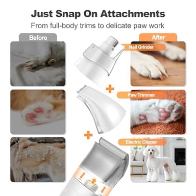 Afloia 6-in-1 Dog Grooming Kit, Pet Grooming Vacuum for Shedding, Dog Hair Vacuum with Clipper Nail Trimmer Grinder, Pet Brush Groomer at Home, Low Noise Cats Hair Remover, 1.5L Dust Cup, White - Image 3