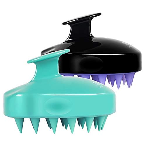 HEETA Hair Scalp Massager Shampoo Brush 2 Pack, Soft Silicone Bristles to Remove Dandruff, Waterproof Hair Scrubber for Both Wet Dry Hair, Suitable for Men & Women (Green & Black) - Image 1