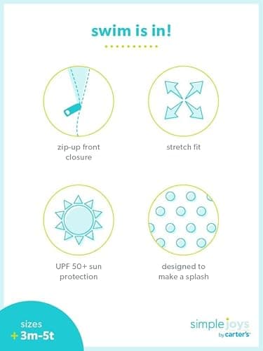 Simple Joys by Carter's Girls' Long Sleeve Zipper One Piece Swimsuit, Floral, 3T - Image 4