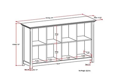 SIMPLIHOME Amherst Console Table - 57 Inch Wide Solid Wood 8-Cube Storage Sofa Table in Distressed Grey, Transitional Cube Bookcase for Entryway or Living Room with Molded Top and Tapered Legs - Image 2