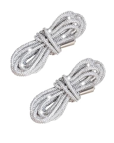 HERSAUL Bling Shoe Laces for Sneakers & Concert Outfits - 2PCS Rhinestone Sparkle Laces, Metallic Glitter Rope for Boots, Hoodies, Rave Costumes, Festival Accessories (47" Length, Silvery) - Image 1