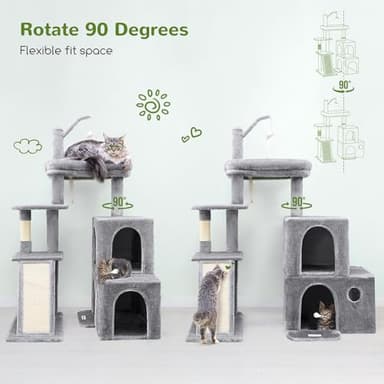 Globlazer Cat Tower for Indoor Adult Cats, 50-inch Heavy Duty Cat Tree for Big Cats, Cat Tree House with Extra-Large Padded Platform, Sisal Scratching Board, 2 Large Condos, F50, Light Grey - Image 2