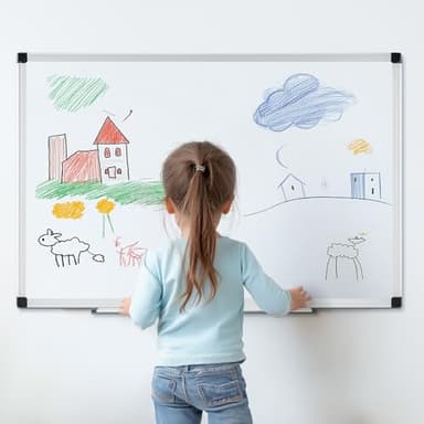 DUMOS 2 Pack Magnetic Whiteboard Kit for Wall 36" x 24", Dry Erase Board with 1 Dry Eraser & 2 Multicolor Markers & 4 Magnetic Pins, Sliver Reinforced Aluminum Frame for Home, School, Office - Image 3