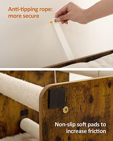 FourFurPets 26.7in Large Cat Tree Tower Condo, Cat Scratch Posts for Indoor Cats, Big Plate, Three 23.6in Full Sisal Scratching Posts, Rustic Brown - Image 6