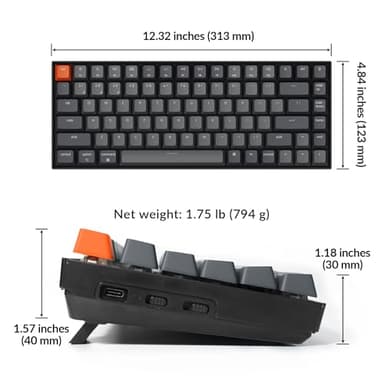 Keychron K2 75% Layout Bluetooth Mechanical Keyboard K Pro Red Switch/White LED Backlit/Anti Ghosting/N-Key Rollover/84 Key USB C Wired Computer Keyboard for Mac Windows-Version 2 - Image 5