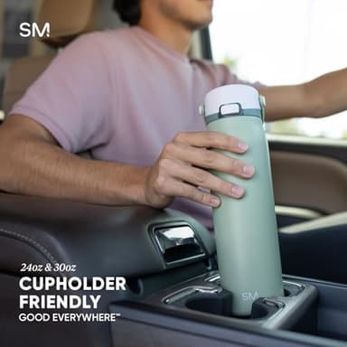 Simple Modern Mesa Sport Water Bottle with Covered Chug Lid | 24oz Cup Holder Friendly Insulated Stainless Steel Bottle for Gym, Sports and Travel | Cherry Wine - Image 5