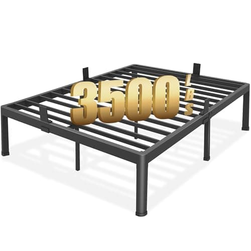 FUIOBYVV Queen Bed Frame with Round Corner Edge Legs 18 inch High 3500 lbs Heavy Duty Metal Platform Bed Frame Queen Size No Box Spring Needed/Non-Slip/Steel Slat Support/Noise Free - Image 1