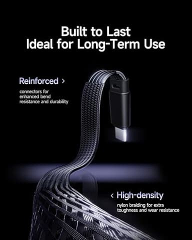 Baseus USB C Cable, 100W 5A Fast Charging Right Angle USB C to USB C Cable, Type C Charger Cord with Atmosphere Light for iPhone 16 15 Pro Plus Pro Max, Galaxy S24/S23, MacBook, iPad, (3.3ft) - Image 6