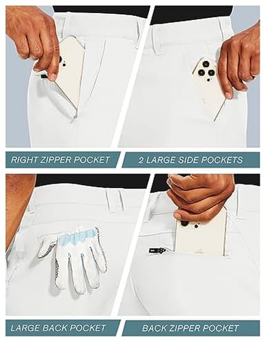 PULI Mens Golf Dress Shorts Business Casual Stretch Work Hiking Quick Dry Lightweight with Pockets White 38 - Image 4