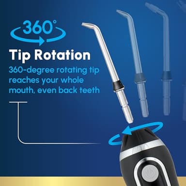 Waterpik Cordless Advanced 2.0 Water Flosser For Teeth, Gums, Braces, Dental Care With Travel Bag and 4 Tips, ADA Accepted, Rechargeable, Portable, and Waterproof, Black WP-582, Packaging May Vary - Image 6