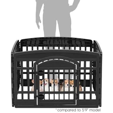IRIS USA 24" 4-Panel Dog Playpen with Door, 35 x 35 x 24, Puppy Playpen, Dog Play Pen Indoors, Pet Fence, Puppies/Small Dogs, Black - Image 2