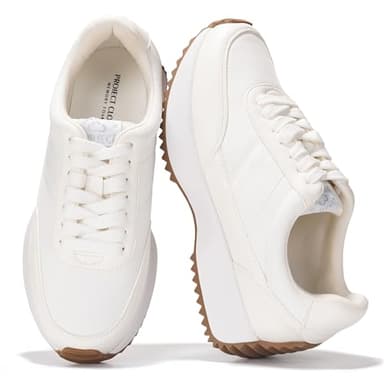 Project Cloud Womens Sneakers - Memory Foam Insole and Lightweight Spring Shoes - Non-Slip Lace Up Trendy Shoes - Fashion Sneakers for Women 2025 (Serena, Cream, 8) - Image 1